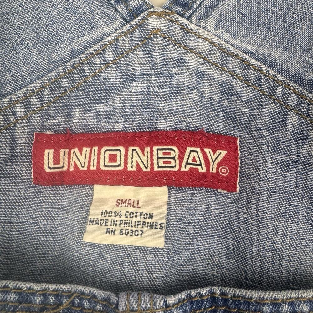 Vintage 90s Y2K Unionbay Blue Jean Cotton Denim Bib Overalls Dungarees Small - Picture 13 of 13